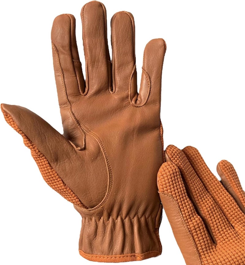 MUSTANG Ladies Horse Riding Women's Gloves Equestrian Real Leather & Cotton Premium Quality in TAN - Image 5